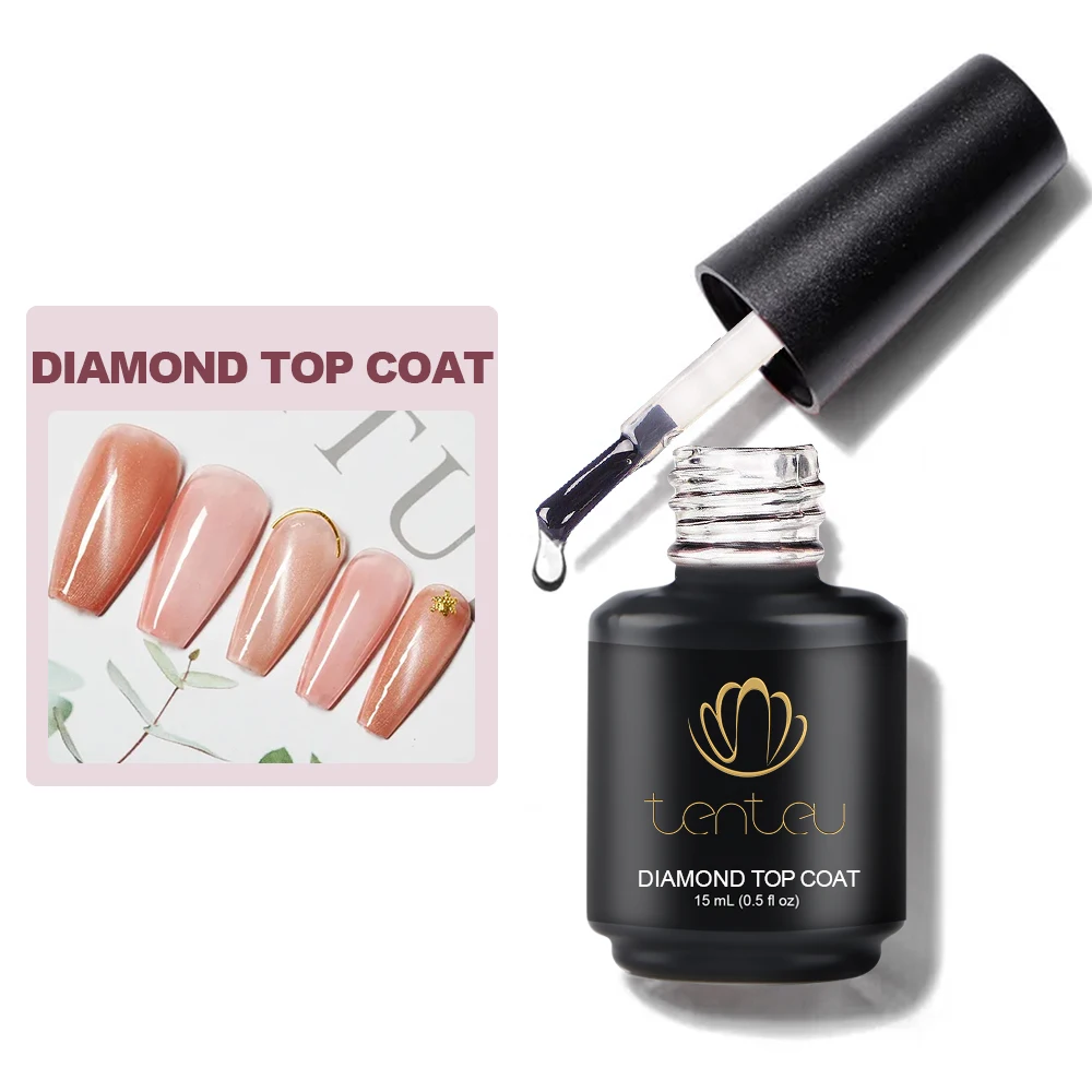 Tenteu top coat gel nail polish no MOQ diamond top coat nail gel private label gel top coat