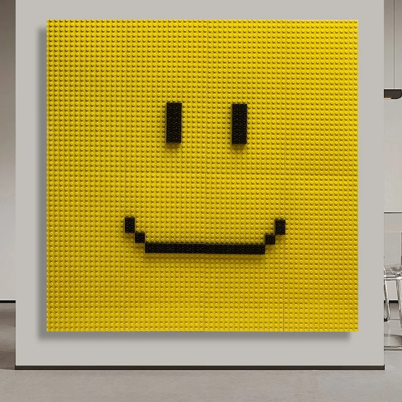 JZ Large 3D Kids Room Decor Painting And Wall Art Mixed Media Art Artwork Handmade Abstract Smiley Face Lego Wall Art
