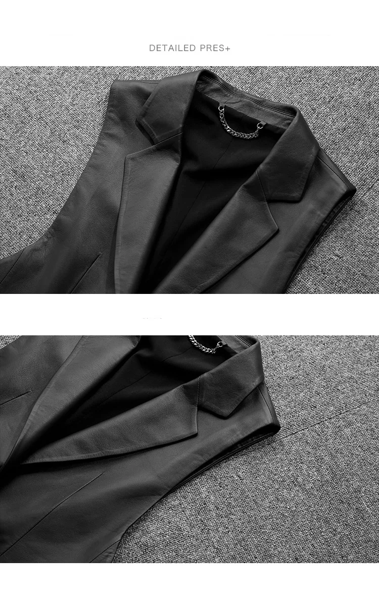 Synthetic leather single button women blazer collar sleeveless vegan leather classical ladies waistcoat vest