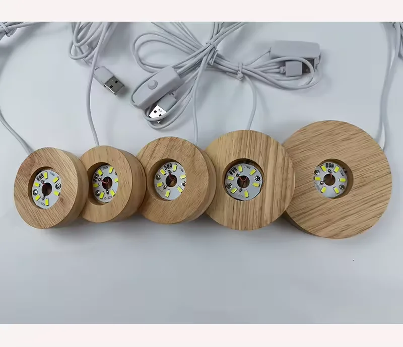 Wooden Base Creative Crafts Wood Luminous Stand 3D Crystal Ball Led Luminous Wooden Holder For Crystal Ball
