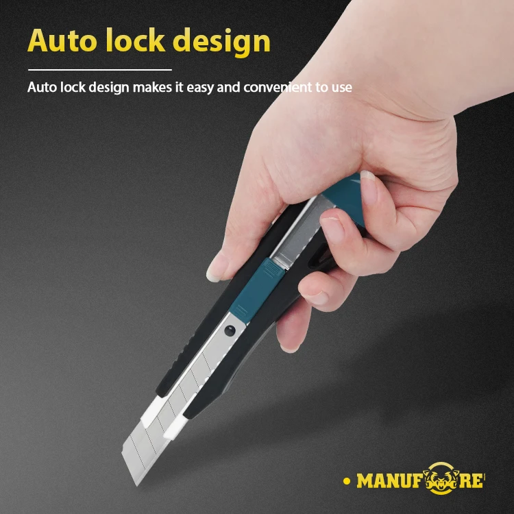 Manufore Snap-off Blade Knife Utility Knife Pocket Paper Knife Cutter With Plastic ABS  Handle Box Cutter Auto Lodk