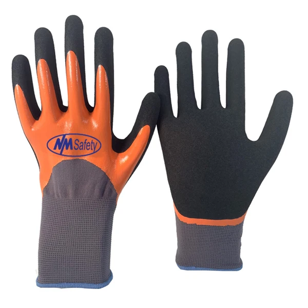NMSAFETY Nitrile Double Half Coated Gloves Guantes de Nitrilo