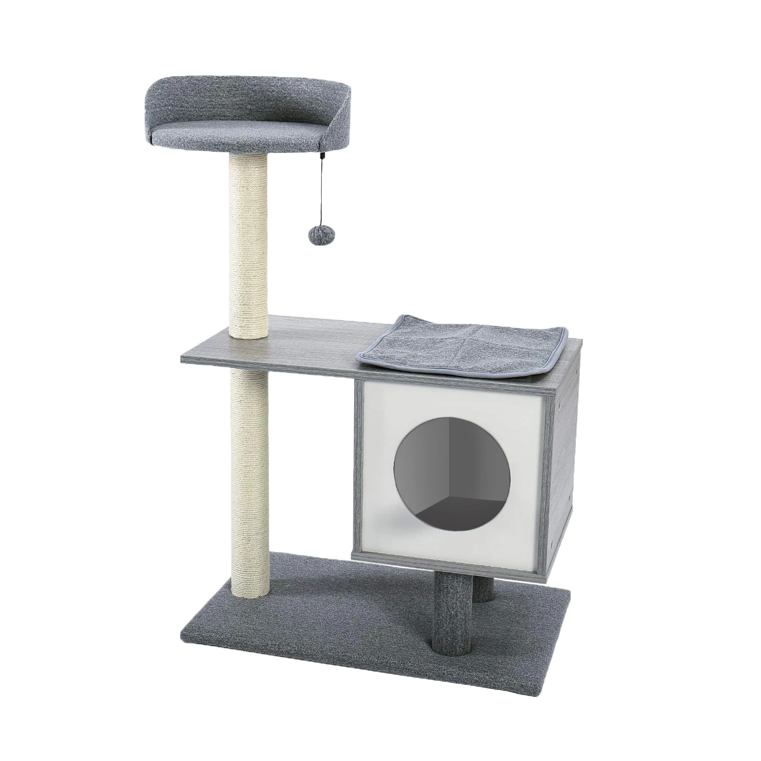 Amazon Top Seller  Wooden Cat Condo House Cat Climbing Scratching Tree Sisal Scratch Post Cat Tree