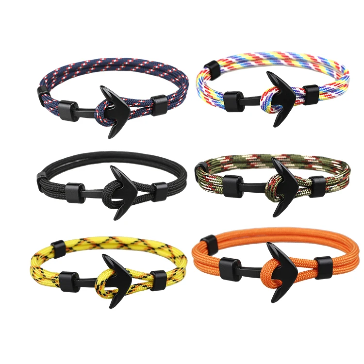 New Trendy Boat Anchor Multiplayer Milan Rope Bracelet Nylon Rope Bracelets Summer Jewelry For Men