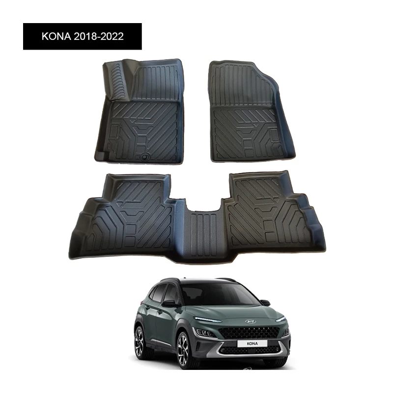 Low Prices Supplier Interior Accessories Black Rubber Car Floor Foot Mats for Hyundai Kona 2018-2022
