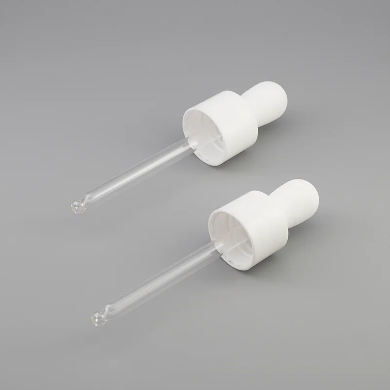 20/410 white dropper with glass pipette and silicone head 20mm glass dropper for cosmetic bottle