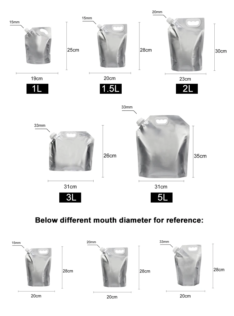 Portable folding beer juice Wine Beverage water Liquid upright spray pocket packaging Outdoor aluminum foil spray pocket