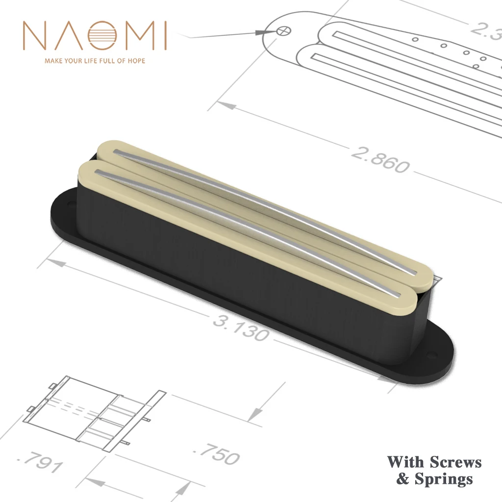 NAOMI Dual Mini Rail Humbucker Single-Coil-Sized Guitar Humbucker Pickup Ceramic Bar Magnet For Electric Guitar