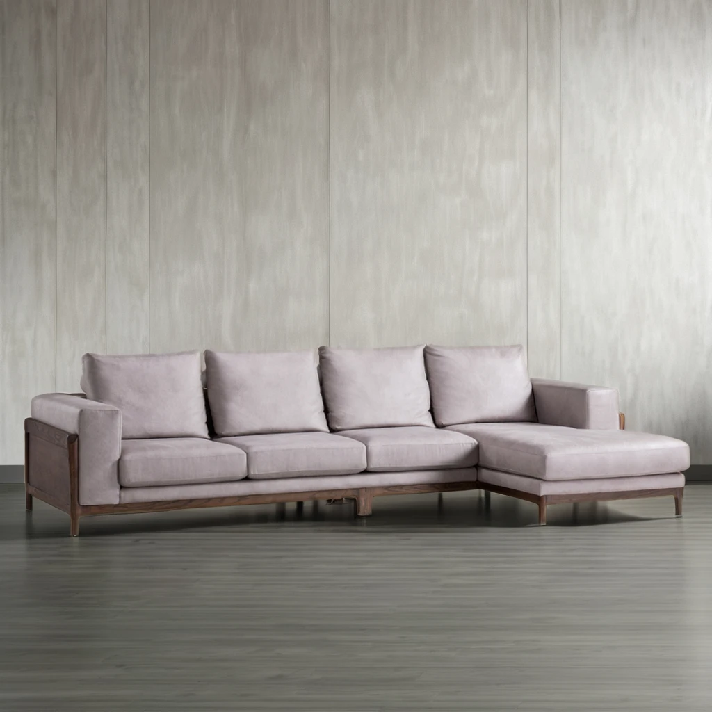 Huahe HK16031 Living Room Furniture Set ISOLA Simple Modern Italian Solid Wood Corner Sofa & Concubine Bed Durable Stylish Sofas