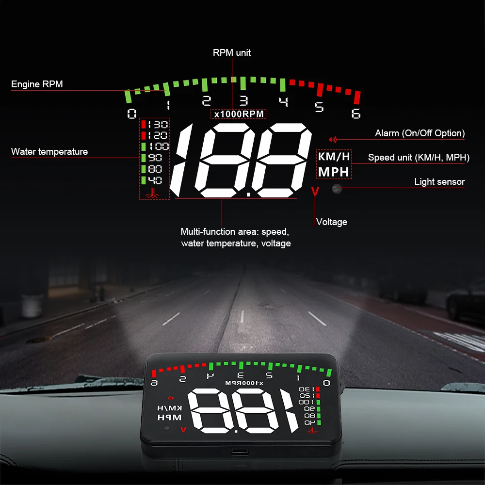 2023 hot sale Newest Head Up Display Car OBD Windshield for car Projector HUD Display Shift Reminder Water Temp