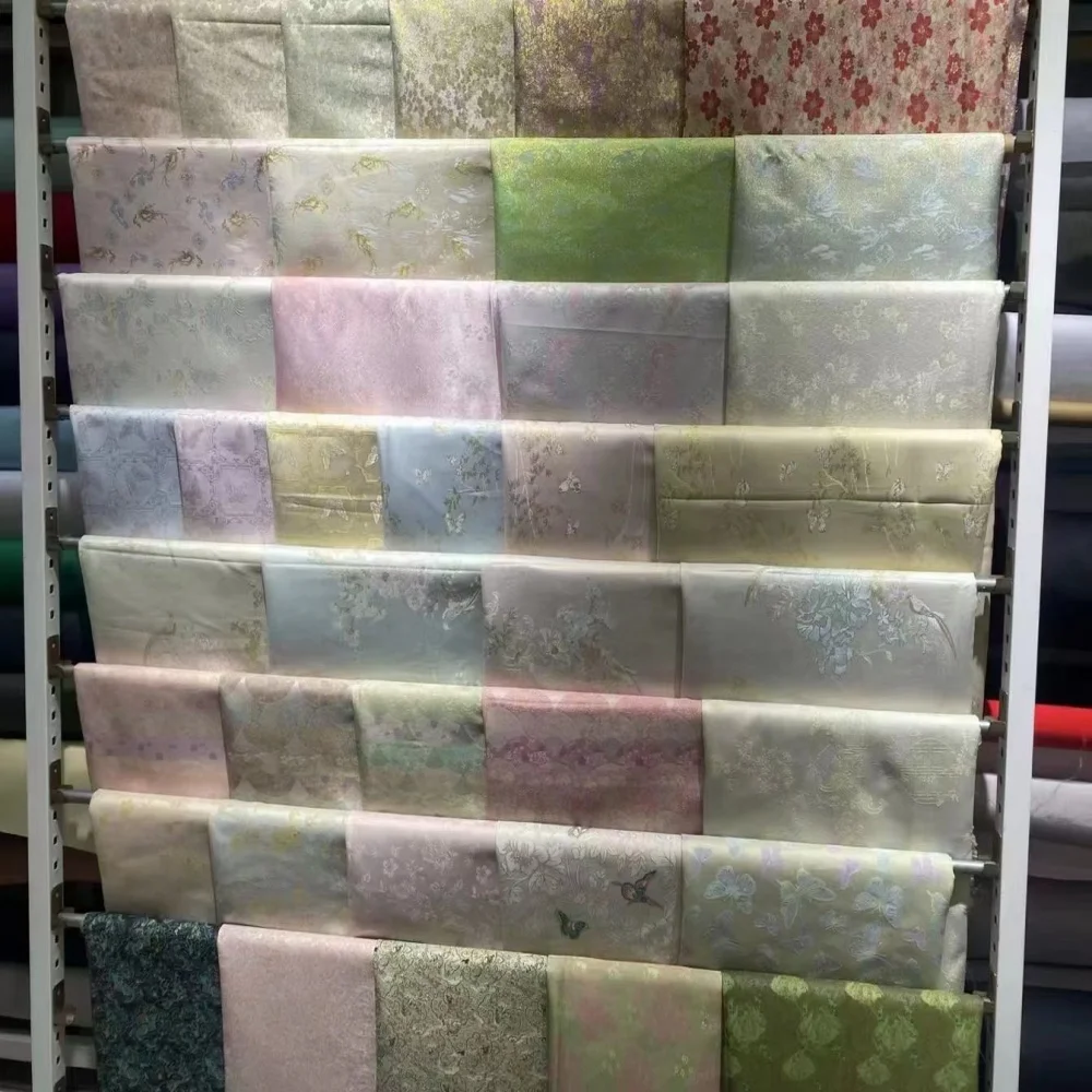 Silk crepe satin plain new chinese style garment yarn-dyed mulberry jacquard printed silk Fabric