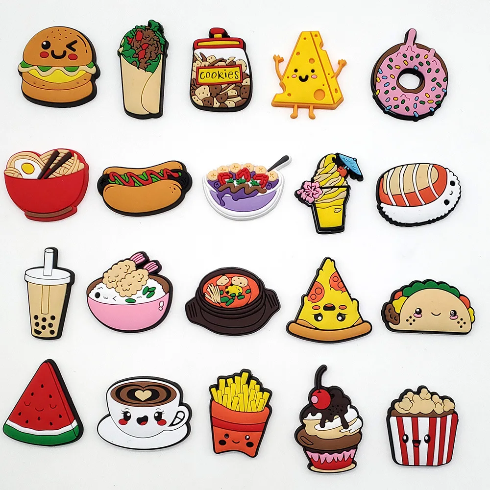 Assorted Croc Charms Soft PVC Shoe Accessories wholesale food fruit cute bubble slides charms bulk vendor