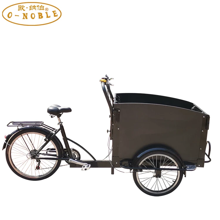 Black cargo bike with seat for family 250w electric bicycle electric moped tricycle