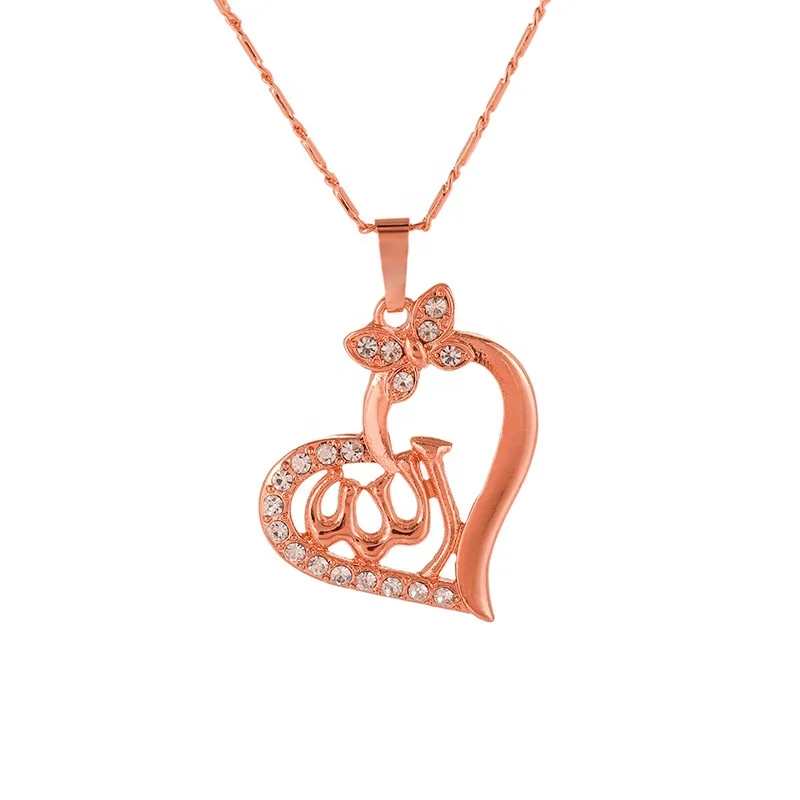 Heart-shaped Allah Pendant Women Muslim Necklace