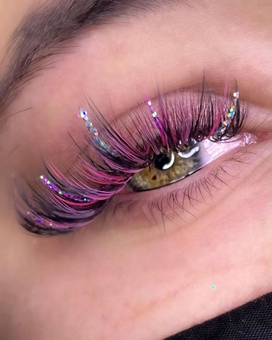 Wholesale faux mink strip lashes with glitter lash strips color 15mm 20mm glitter lashes strips color diamond eyelashes