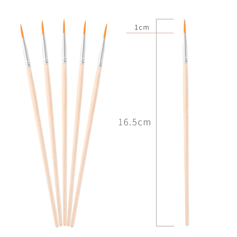 16.5cm wood handle fine paint brushes for miniature acrylic painting and drawing
