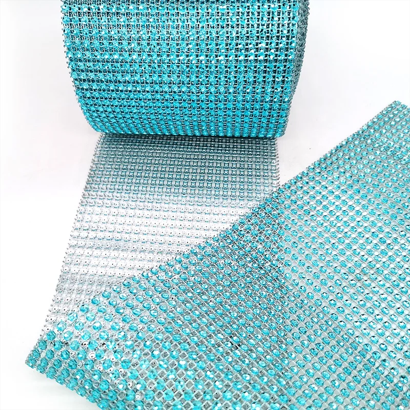 2019 top rated items blue 24 rows 10 yards rhinestone banding polypropylene ribbon craft trims diamond wrap mesh for wedding