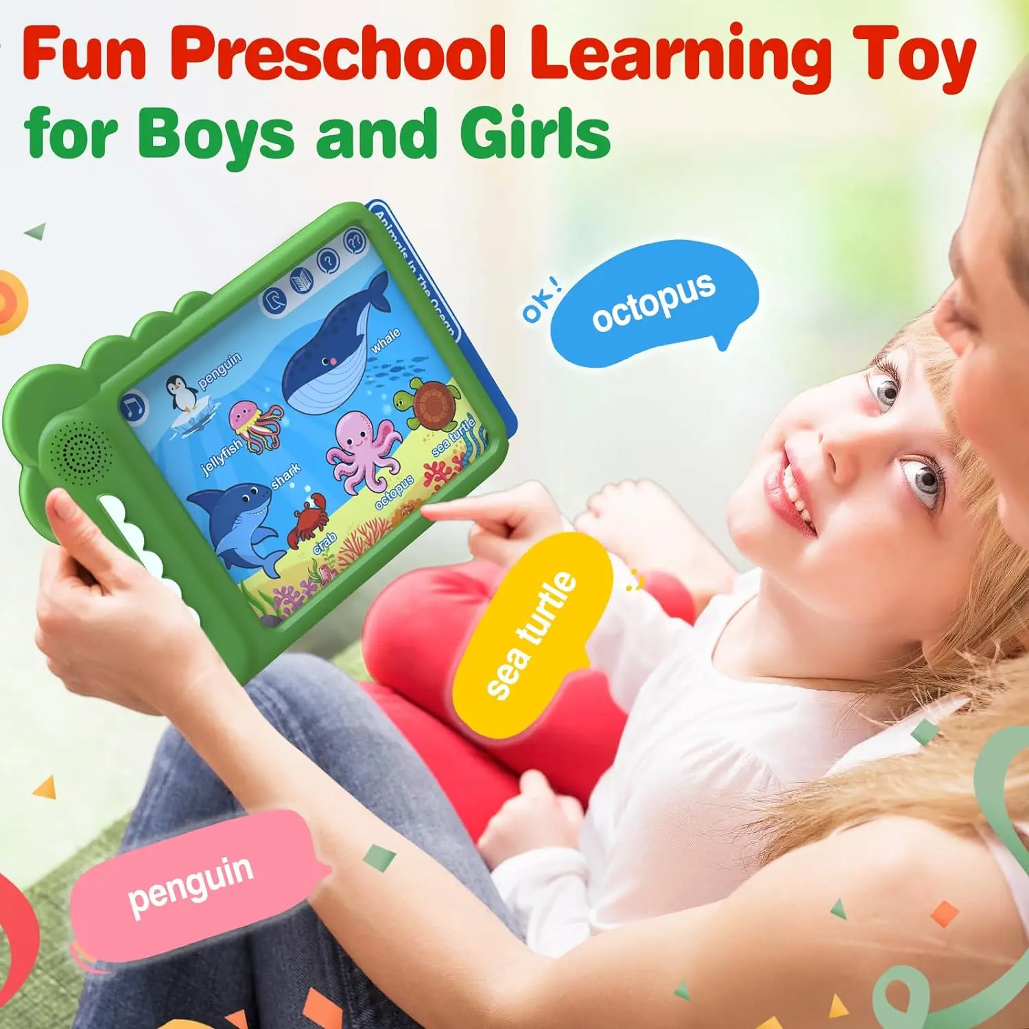 Interactive Educational Tablet Toys for Babies 1-2 Years Old Music & ABC Numbers Learning Activity Smart Talking Tablet