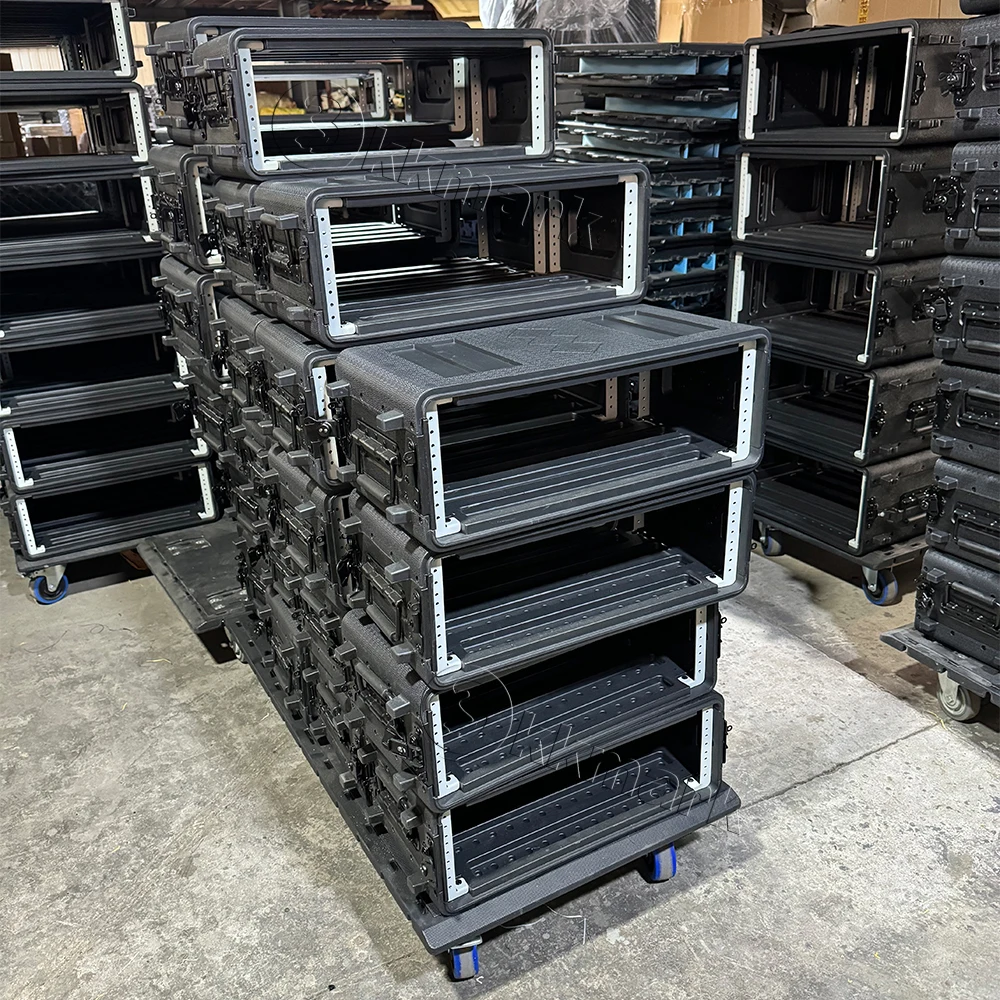 2U 3U 4U 6U 8U 10U 12U 14U 16U Equipment Tool Amplifier Rack PE HDPE Plastic flight case for Wireless microphone
