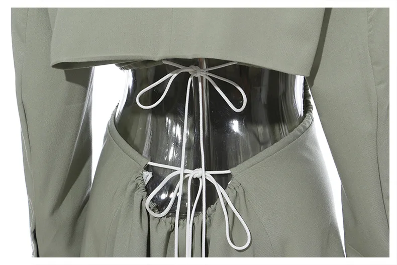 fall 2021 women clothes fashion designer pointed collar back hollow out Aline  elegant women office dresses