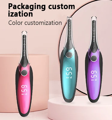 Cheap Free Shipping Eyelash Small Mini Custom Portable Pink Black Electric Hot Heat Heated Eye Eyelash Lash Curler With Comb