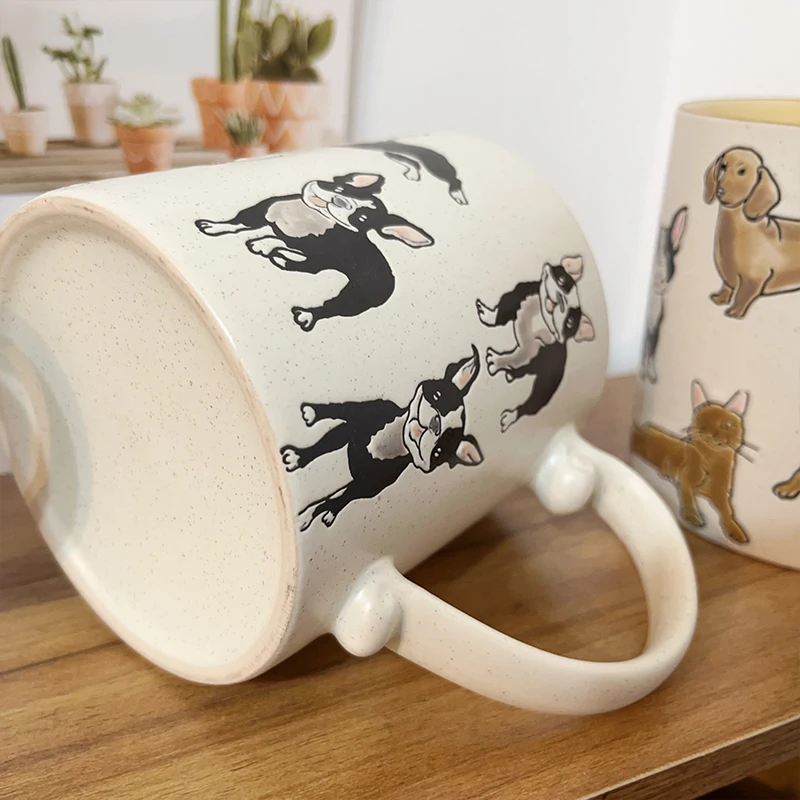 Available Water Cup Popular Animal Coffee Milk Drink Mug Creative Cute Underglaze Colour 650ml Dog Cat Dachshund Cups for home