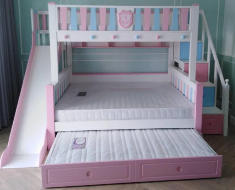 Hot Selling Kids Twin Mid Sleeper Bunk Bed Gor Adult With Slide Wood Bed Girl