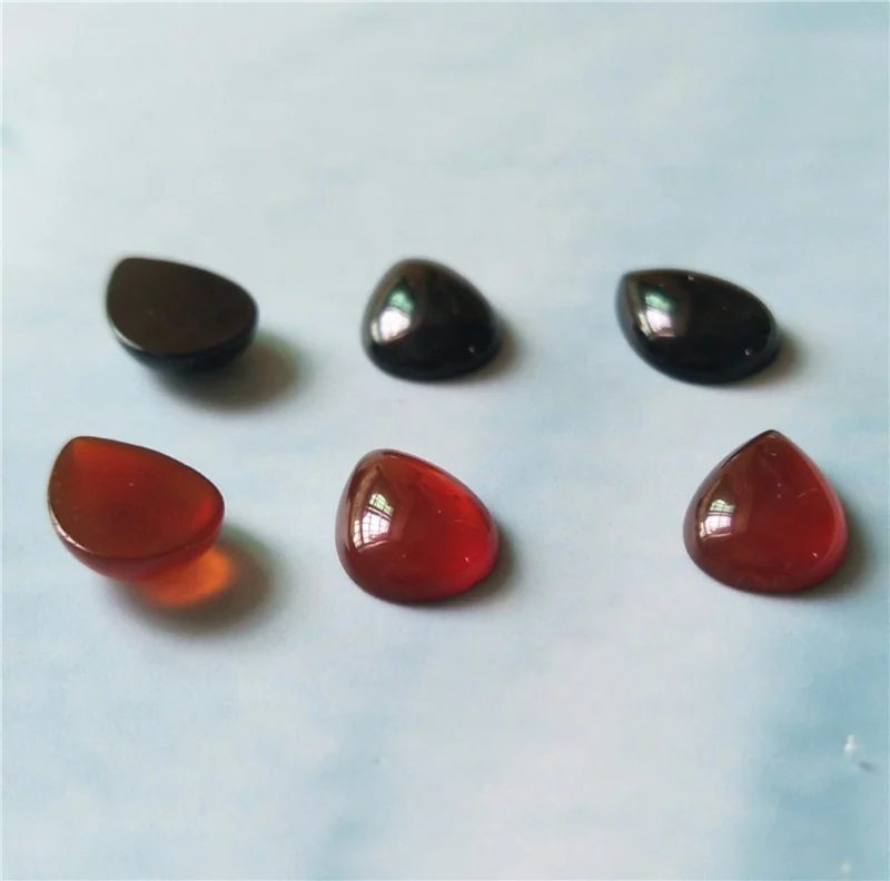 Wholesale Black Red Natural Agate Pear Cut Drop Cabochon Gemstone Jewelry Accessories