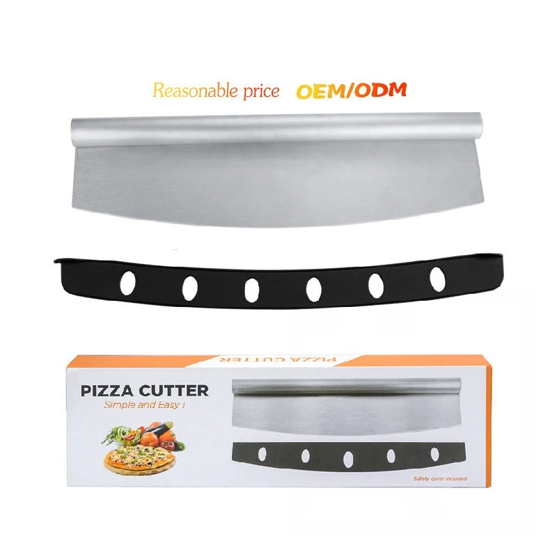 Stainless Steel Pizza Cutter Family Baking Cutting Tools Kitchen Dough Knife Steel Pizza Cutter with Protective Cover