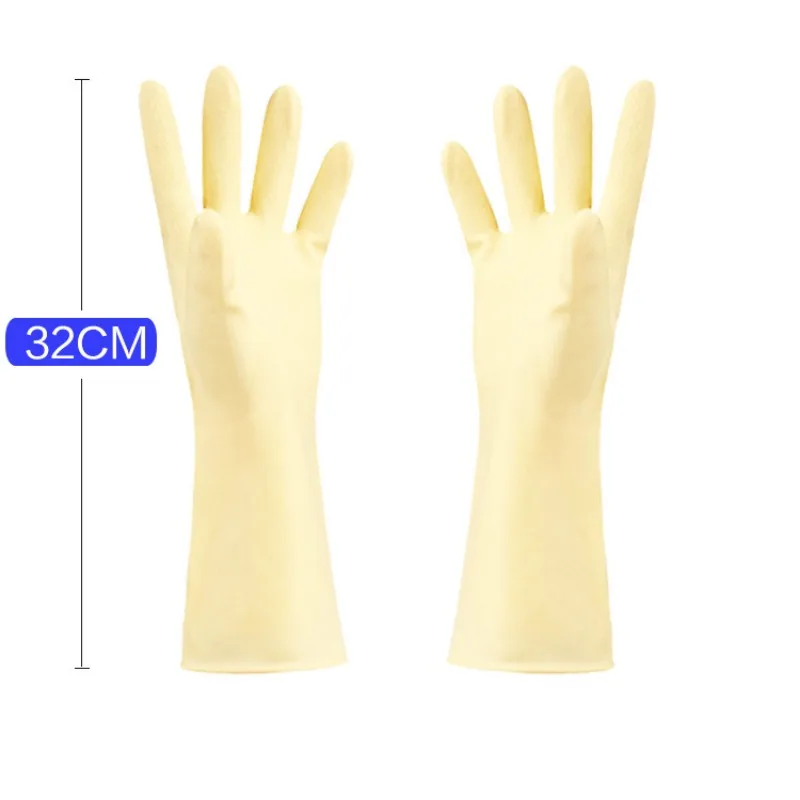 Kitchen Cleaning Dishwashing Rubber Gloves Thickened Wear-resistant Durable Wear Long Sleeve Latex Gloves Black