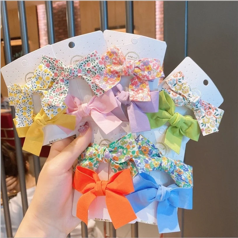 Korean fresh flower hair claw clip bow children duck mouth set cute bangs clip Wholesale Pretty 2PCS/Set Hair Clips accessories