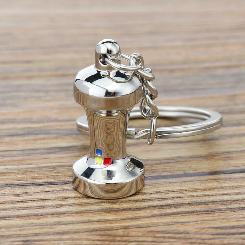 Mini Mug Key chain Coffee Bean Metal Coffee Portafilter keychain 3d Mini Coffee Cup Maker Keychain Keyring