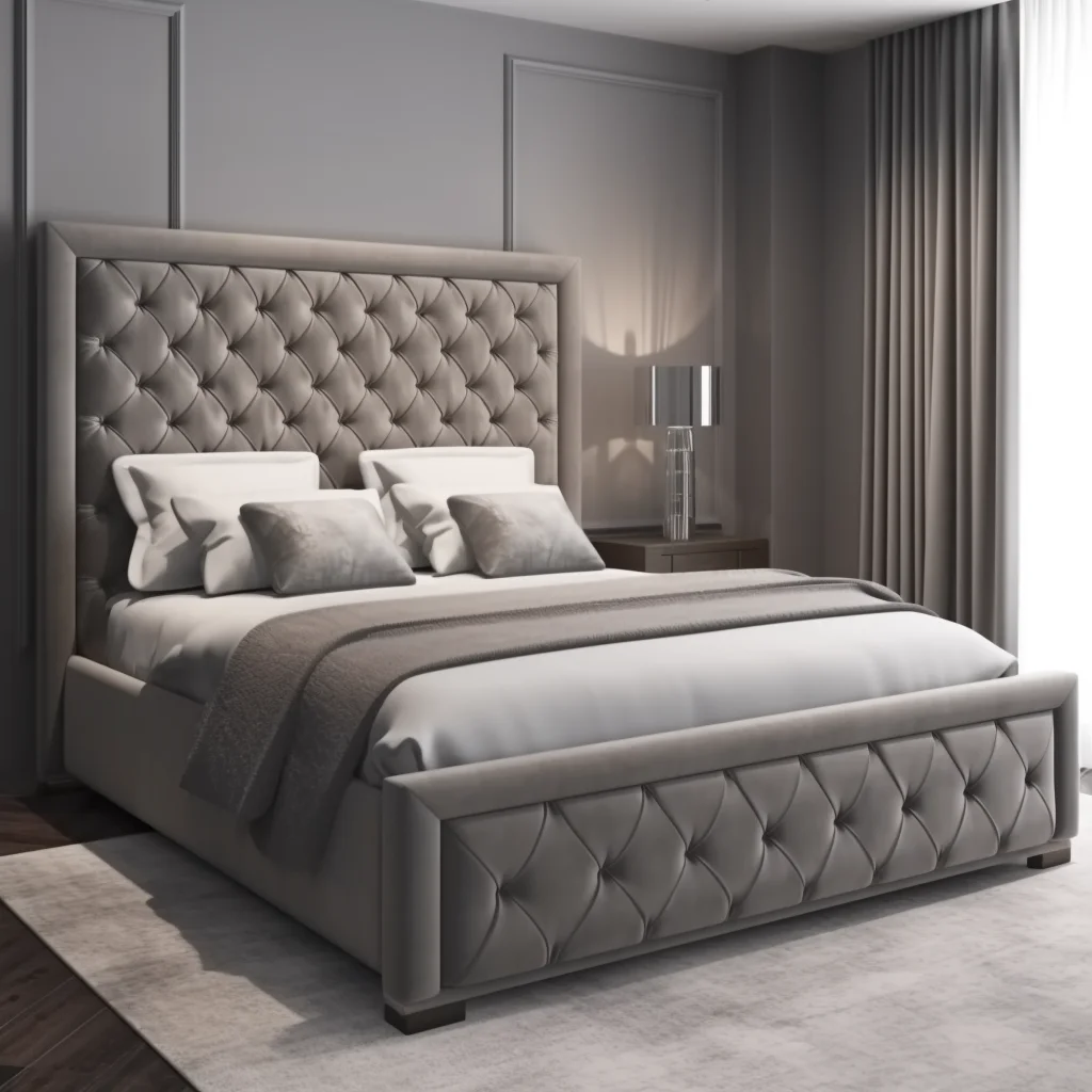 King Size королева мягкая двухъярусная кровать каркас серого итальянского дизайна ткань для спальни с тканевым изголовьем бархатная коробка под