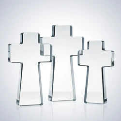 christian gift Crystal cross standing for Religious decoration