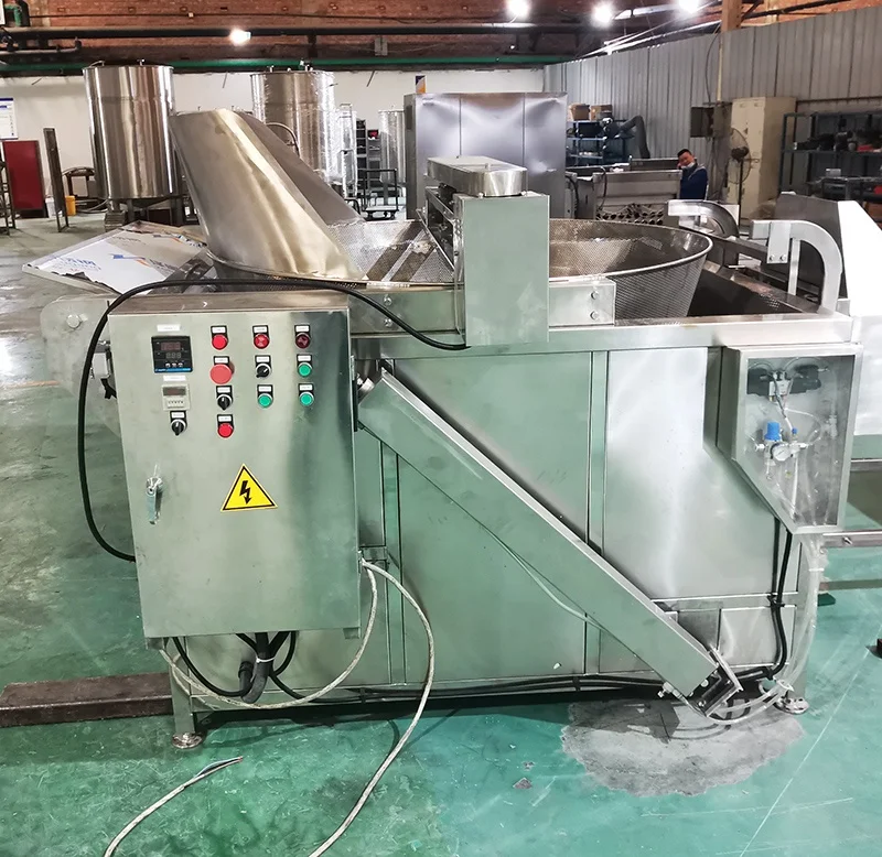 DBB130 High output fried peanut frying machine automatic gas green peas fryer batch deep frying nuts production line