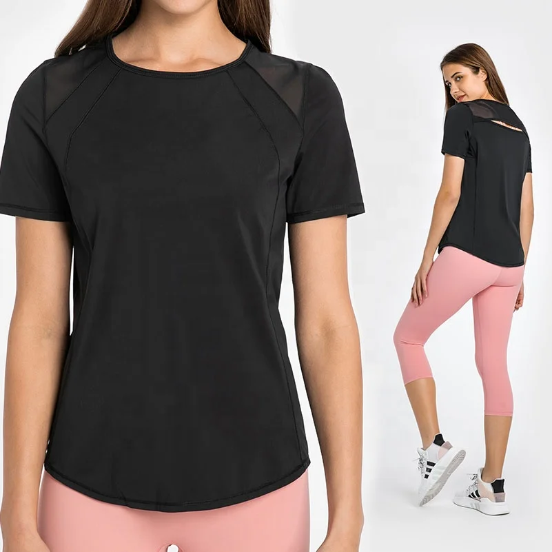 Women Short Sleeve Quick Dry Slim Fit Yoga Tshirt Running Sports Training T Shirts For Gym