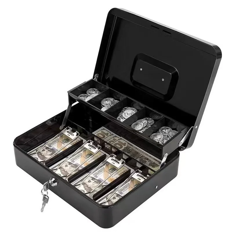 Wholesale  Compartment Lock Safe Money Saving Organizer Large Cash Register Box Drawer Tray with Combination Lock Box for Money