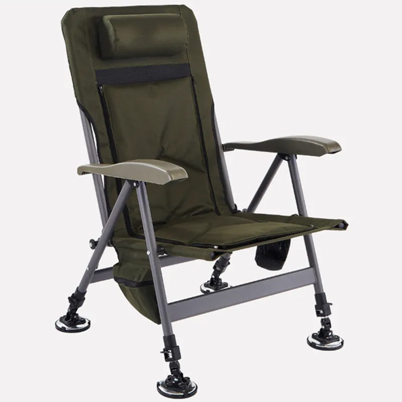 European-Style All-Terrain Folding Fishing Recliner Beach and Camping Chair Fabric for Leisure Fishing Can Lie or Sit
