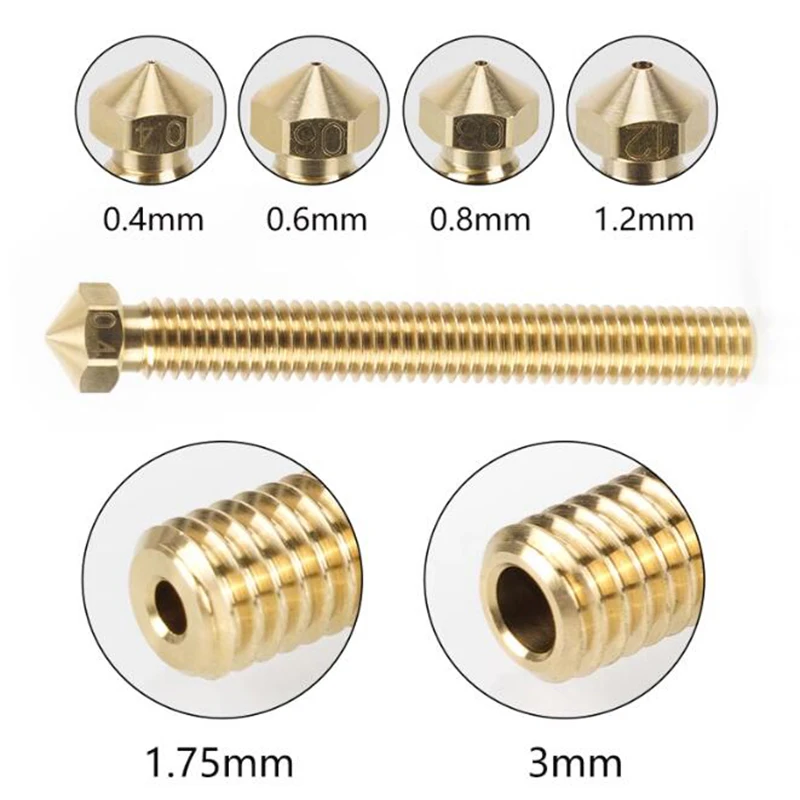 WS2293 3D printer accessories large flow and large diameter brass nozzle extended volcano super nozzle E3D nozzle