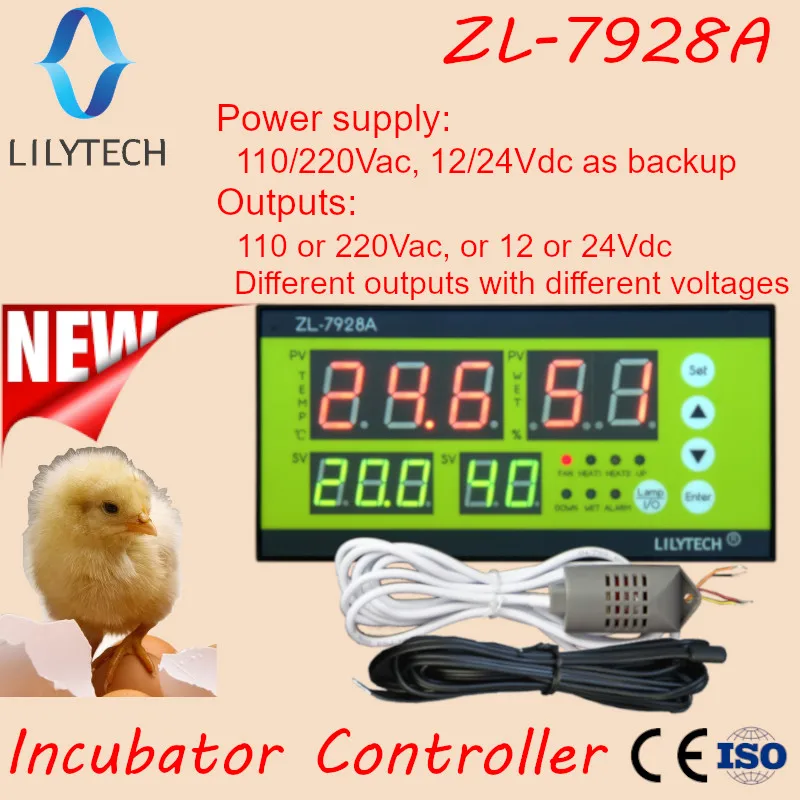ZL-7928A, 110/В переменного тока, резервное копирование аккумулятора, все это сухие выходы, гибкий, контроллер инкубатора, улучшенная идеальная солнечная энергия, XM-18