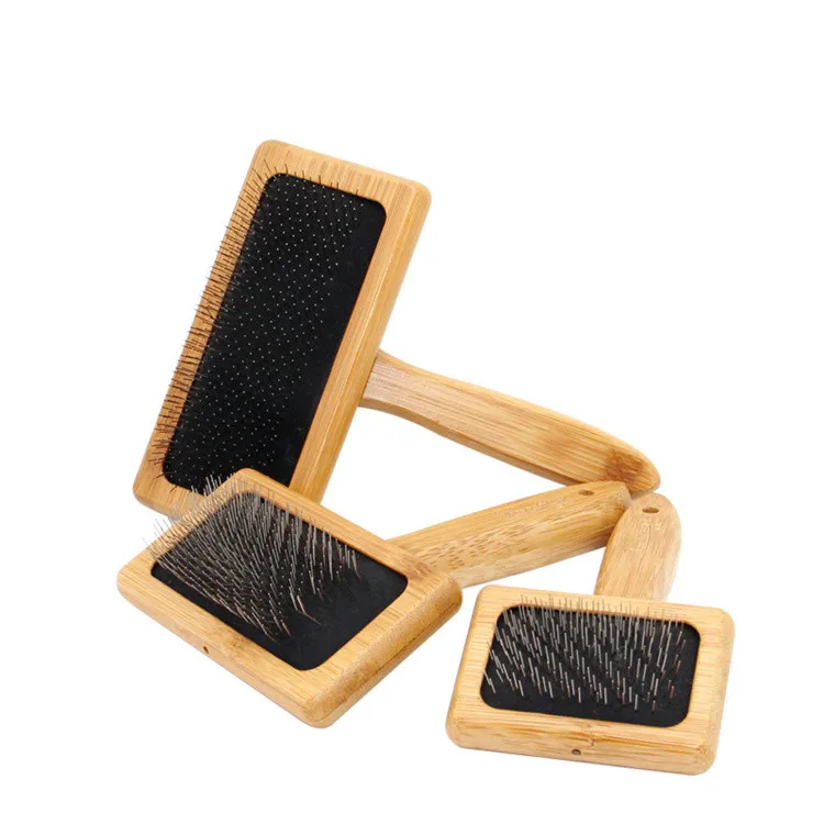 Dog Grooming Professional Brush Comb Safe Wood Pet Comb Stainless Steel Rounded Teeth Pin Prevents Knots Mats