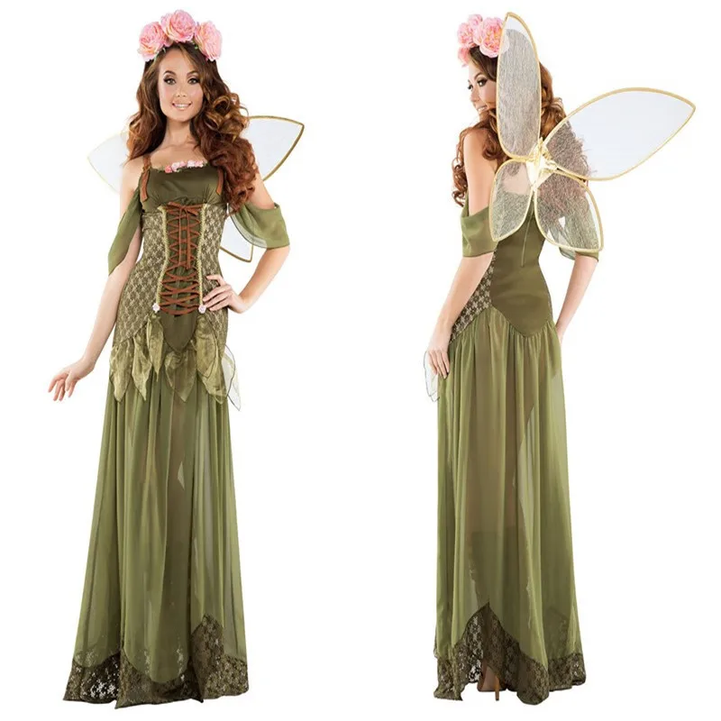 Halloween Adult Magic Elf Angel Cosplay Flower Fairy Costume
