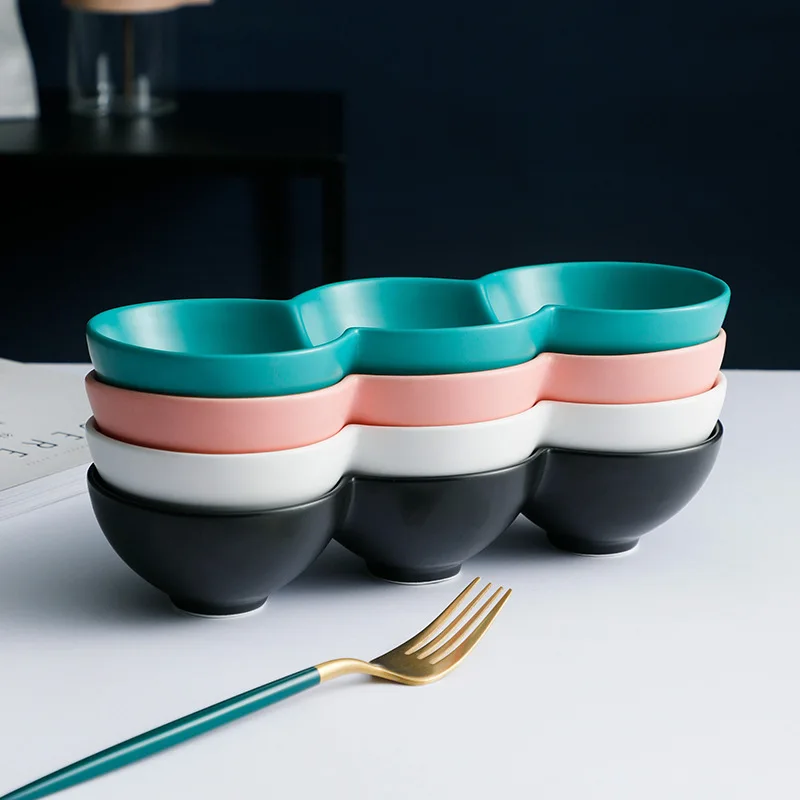 
Nordic simple grid creative fruit plate matte light snack bowl ceramic fruit plate household snack plate dry fruit bowl 