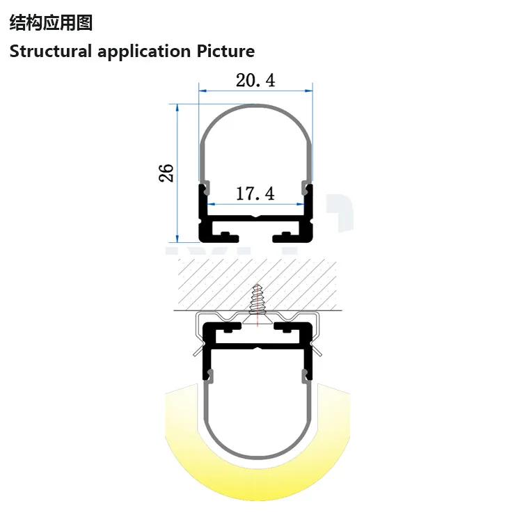 Oval led linear extrusion light aluminum profile, aluminum led extrusion linear