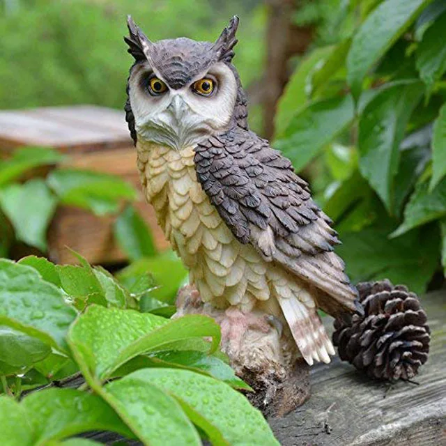 Garden Statue Outdoor Decorations (white) Figures Large Owl Resin Patio Lawn Yard Indoor Home Decoration Folk Art Model Animal