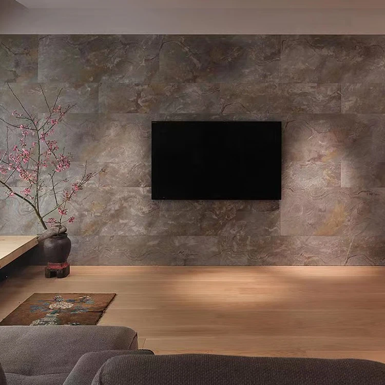 Натуральный 0,8 мм ультратонкий сланец фоновая стена гибкий каменный шпон