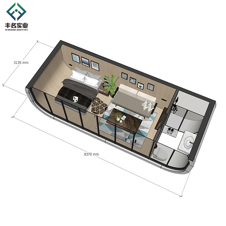Luxury Mobile Prefed Container House 20ft 40ft Long Cabin Modular Villa Home for 2- 4people Glamping