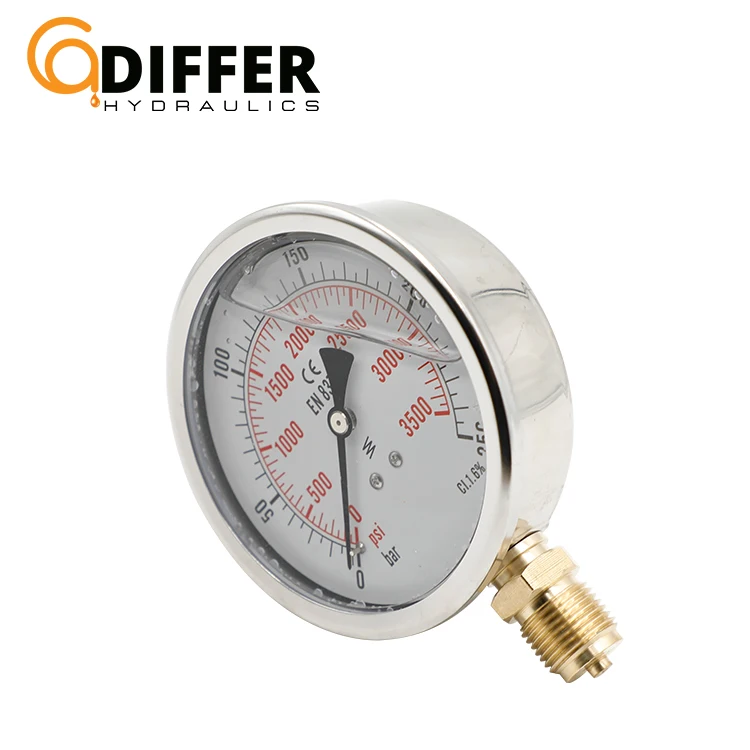 100mm High Pressure liquid oil Filled Gauge Brass bottom Connection liquid filled pressure gauge