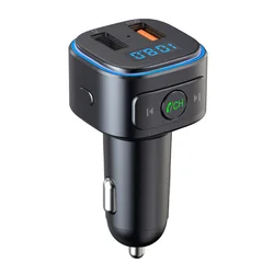 Dual USB Qc3.0 Quick Charge With Ambient Ring Light Handsfree BTCar Kit Fm Radio Transmitter Car Mp3 Player