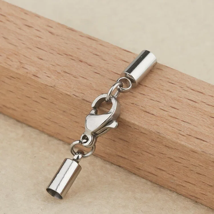 S1269  Stainless Steel End Caps Endcaps Tips with Clasp for 1mm 1.5mm 2mm 3mm Beading Cord Wire Thread for Jewelry Craft Making